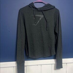 Gymshark logo front Charcoal gray cropped Hoodie sz Small